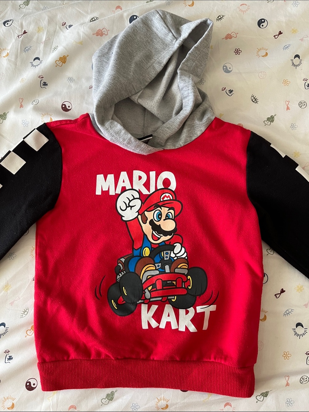 Nintendo Red & Black Mario Kart Hoodie with Gray Hood